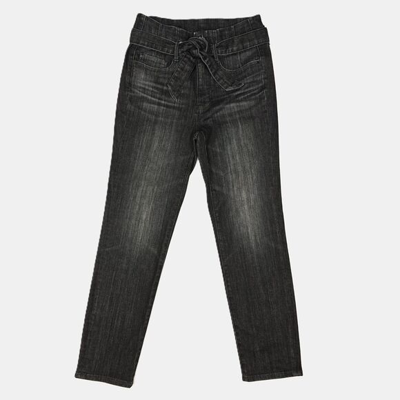 White House Black Market The Slim Ankle High Rise Belted Black Jeans Size 2 - Picture 1 of 11